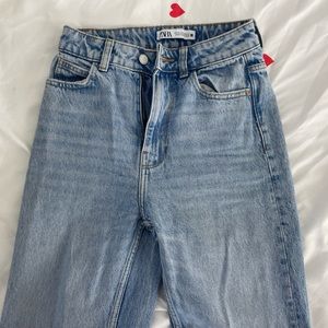 Zara high rise ripped jeans